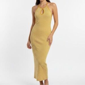 Heart & Hips Yellow Striped Maxi Dress